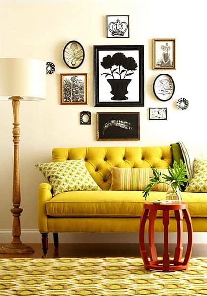 Желтый диван в интерьере фото