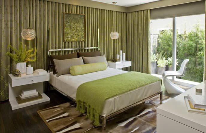 Светлые оттенки зеленого в спальне