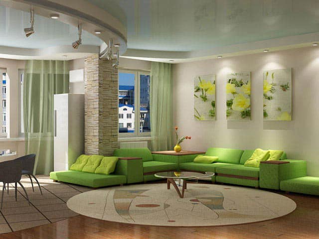 Зеленая мебель в интерьере на фото