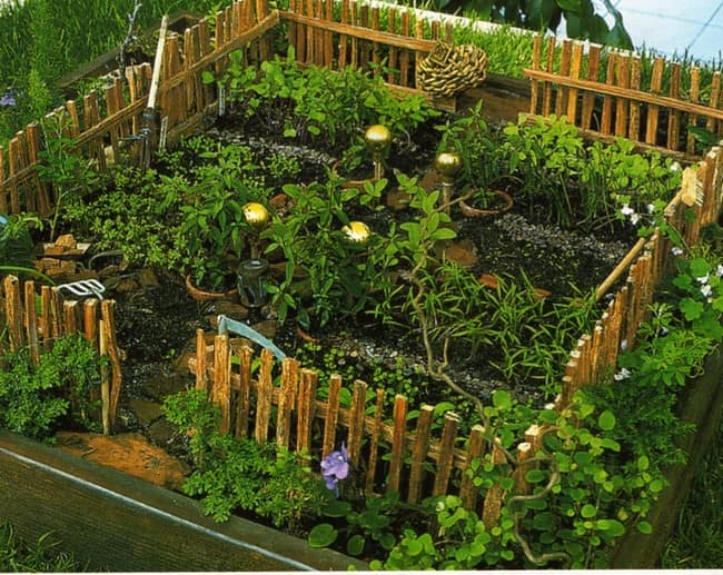 Заборчик и растения декоративного огорода