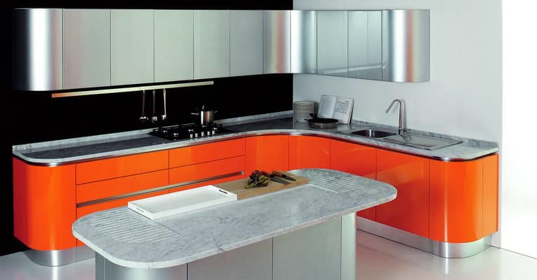 Дизайн оранжевой кухни фото