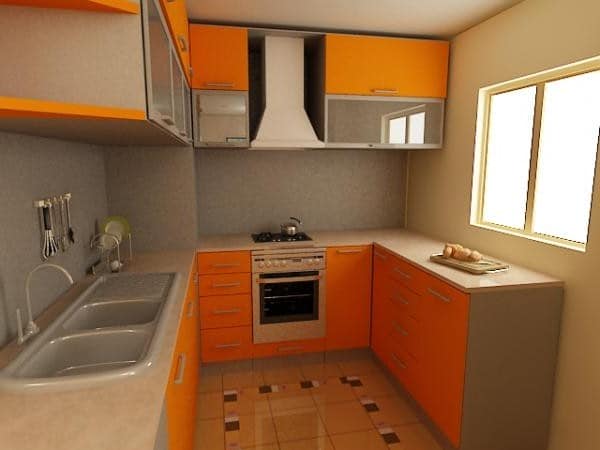 Маленькая оранжевая кухня фото