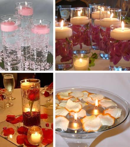 Украшаем квартиру на 8 марта плавающими свечами и лепестками роз