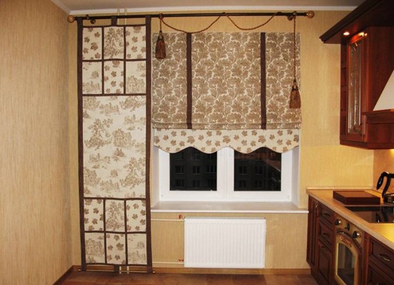 Необычные шторы и занавески на кухне фото