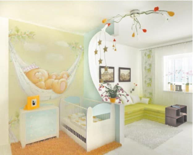 Визуальное отделение детской от комнаты аркой