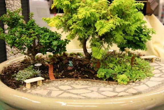Миниатюрный сад - имитация уголка настоящего сада
