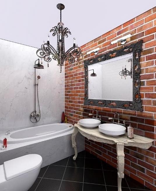 Интерьер ванной в стиле лофт - побелка на потолке