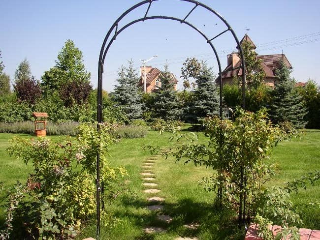 Тонкая пластмассовая садовая арка фото