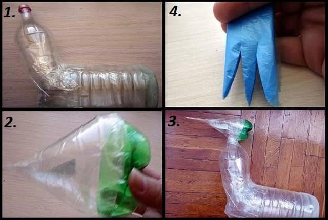 Изготовление павлина из пластиковых бутылок. Этап 2