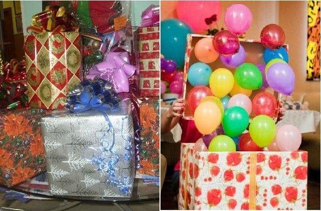 Каробка с воздушными шарами в подарок ко Дню Святого Валентина