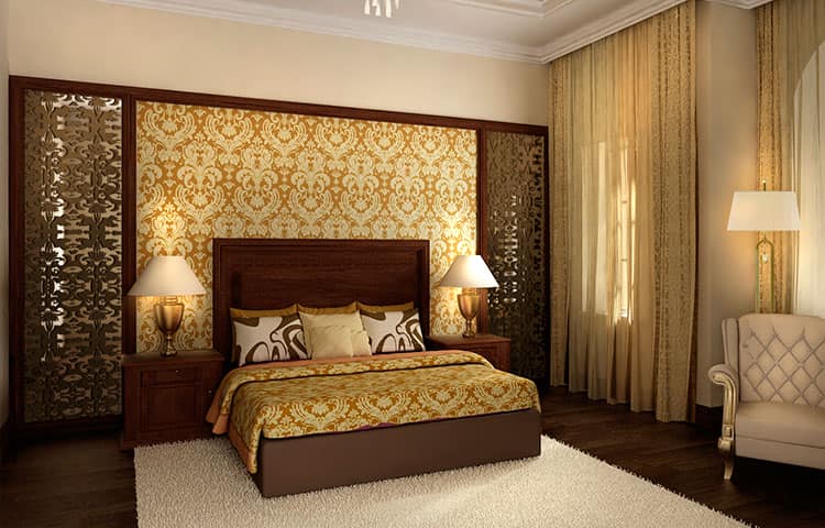 Спальня в золотом стиле